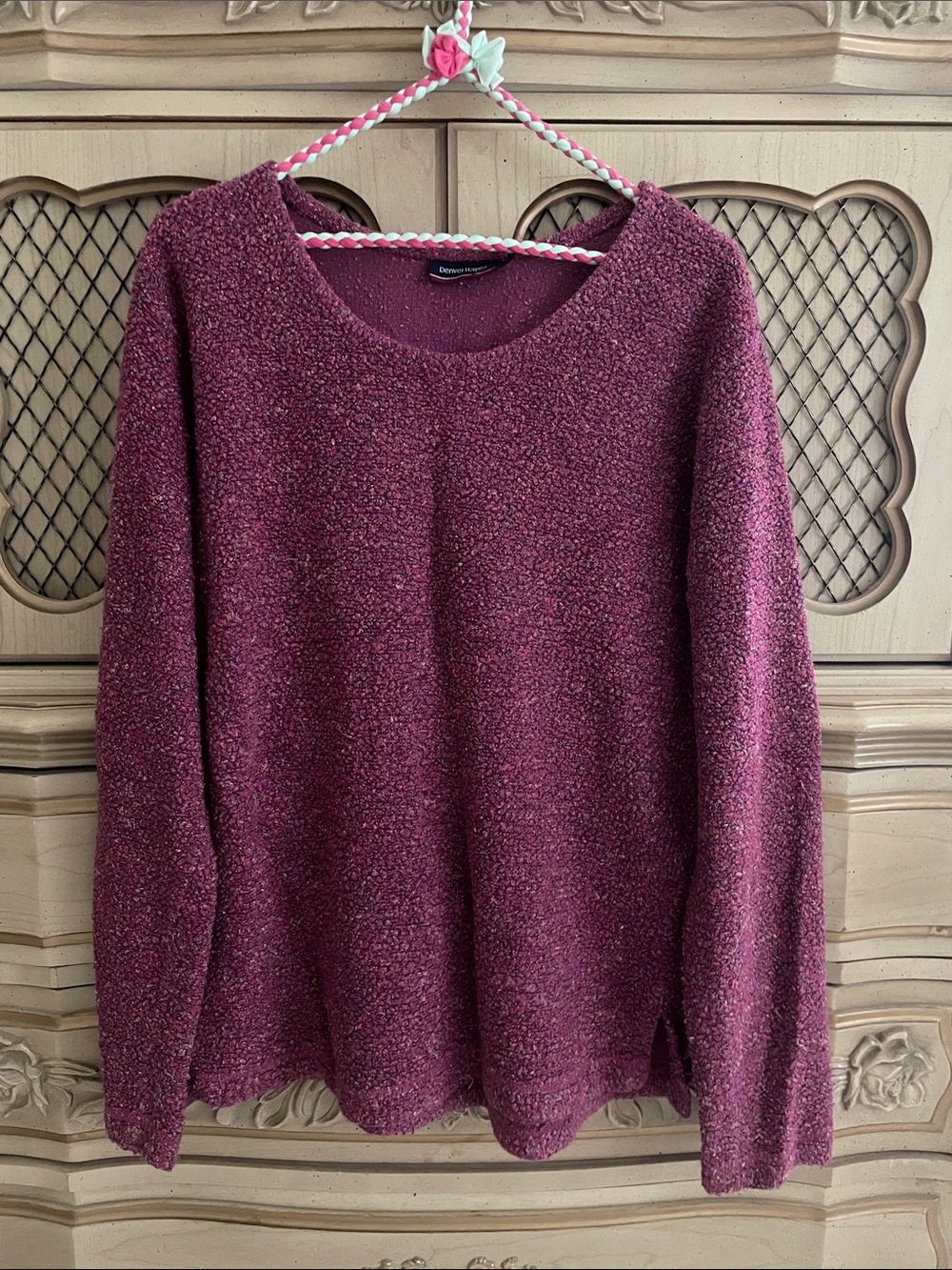 Vintage Denver Hayes Plum Textured Crewneck Sweater